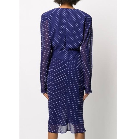 NEW PHILOSOPHY DI LORENZO SERAFINI LONG SLEEVE POLKA DOT MIDI DRESS - Picture 6 of 9